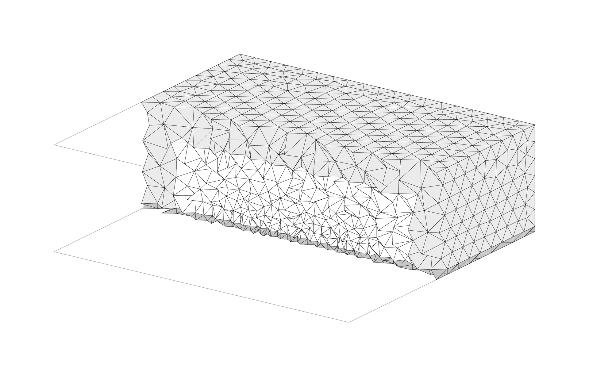 Patch antenna mesh, cut at the feed