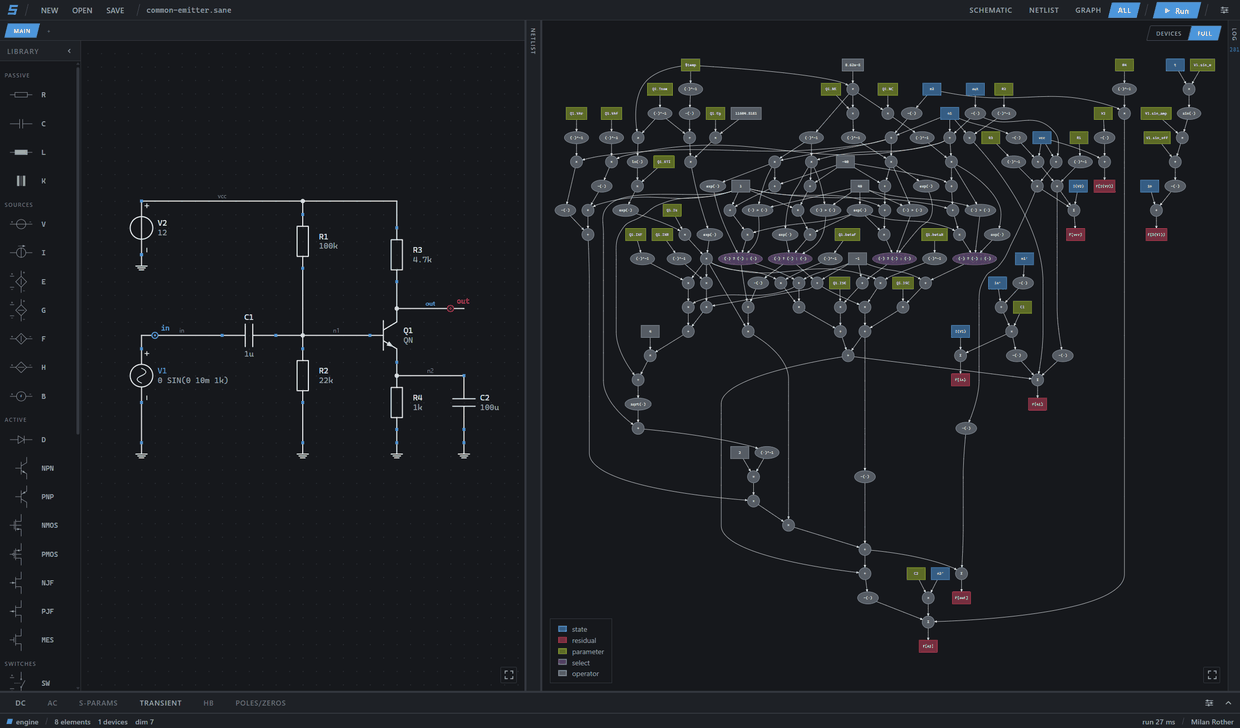 Common-emitter stage, full graph